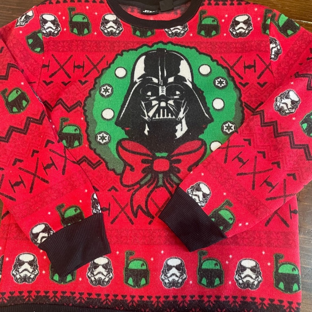 Star Wars Red Christmas Sweater boys size Large 10/12